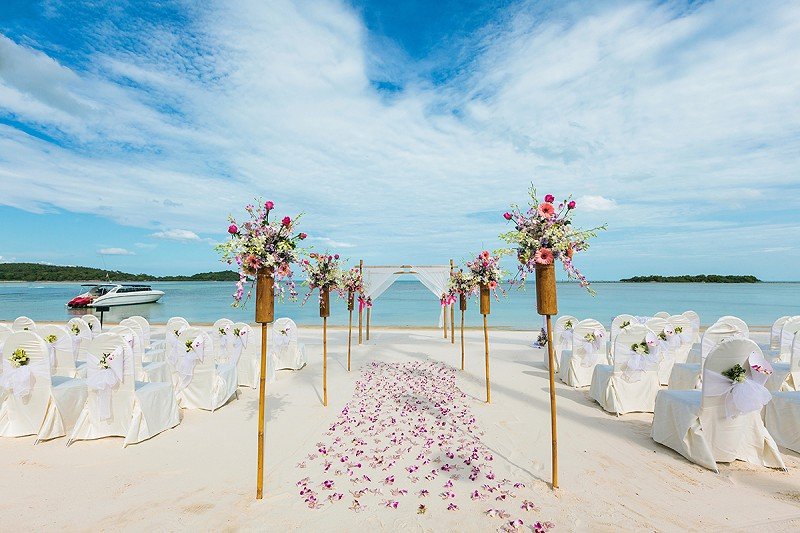 Luxury beach destination wedding setup